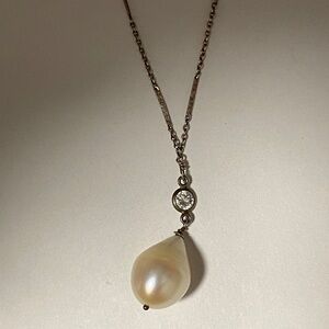 🐶HOLD🐶Large Genuine Pearl Sterling chain necklace